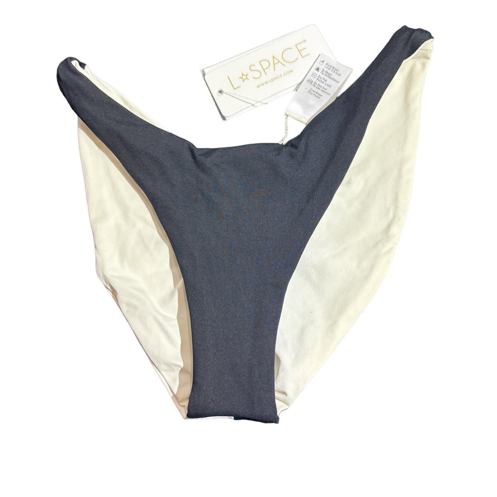 L*SPACE NWT‎ Mercury Bikini Bottom in Black & Cream Size X Small Style # CBMEC21